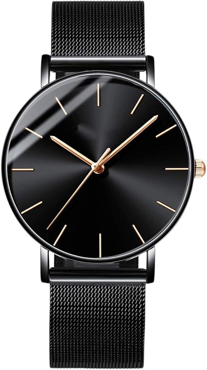 Orologio da polso da uomo analogico al quarzo con cinturino a maglie in  acciaio inossidabile Orologio ultrapiatto ultrapiatto da 30 metri  impermeabile (1) : Amazon.it: Orologi