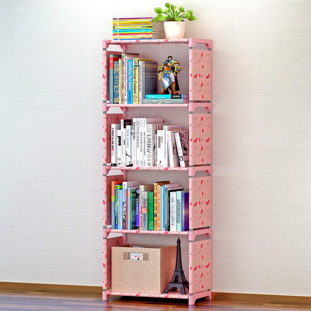Estante para libros de pie multicapa en color cereza de la suerte para organizar el hogar