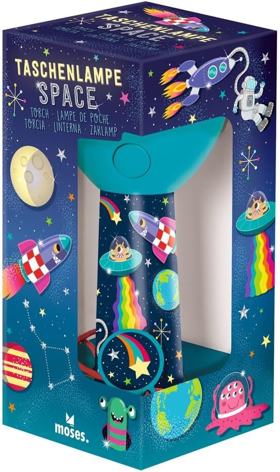 moses. Space Lantern, Compact and Sturdy Space Light with 4 LEDs, Rechargeable Battery with Decorative Pendant, Gift for Kids Ages 4 and Up