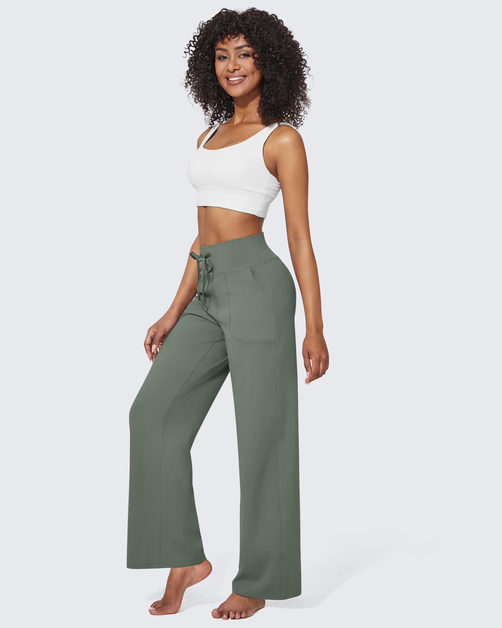 G4Free EverGoing Pantalon de yoga à jambes larges pour femme avec poches