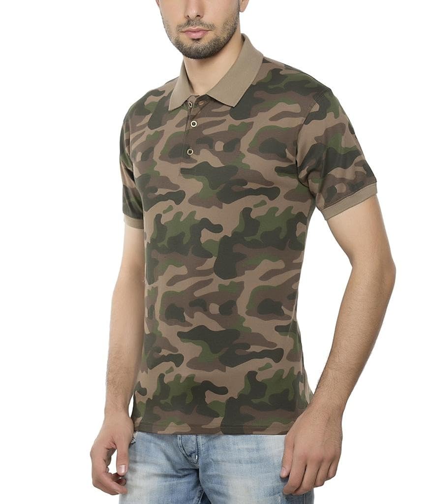 Half Sleeve Collar Polo T-Shirt-Walnut 