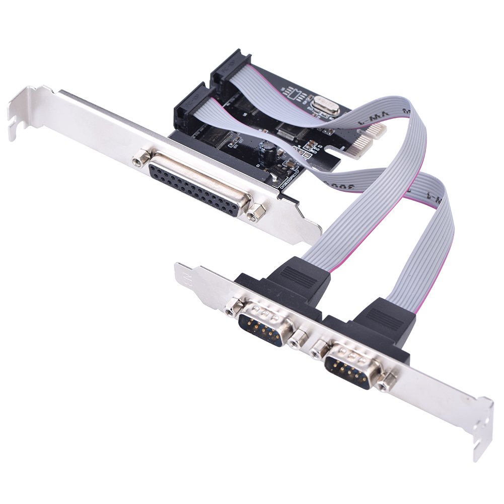 TonysaPCI-E to 2 DB9 RS232 Serial Ports + 1 DB25 Parallel LPT Port Adapter Card Converter for Desktops