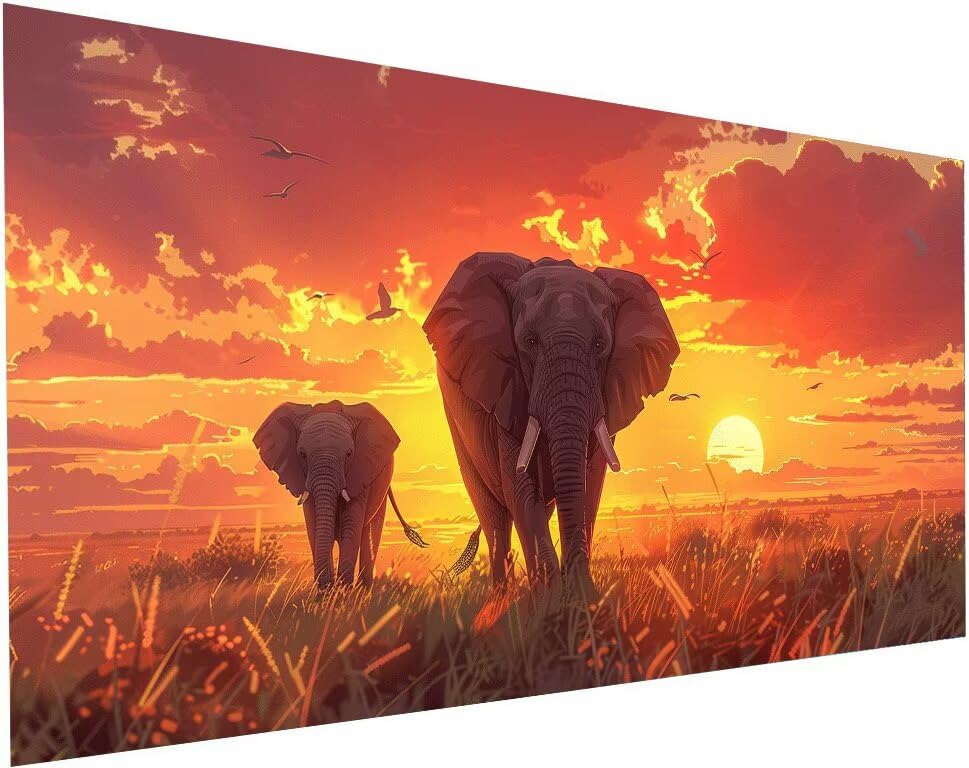 Diamond Painting Éléphant 90x180 cm | Kit Complet Broderie Diamant Grand Format pour Adulte
