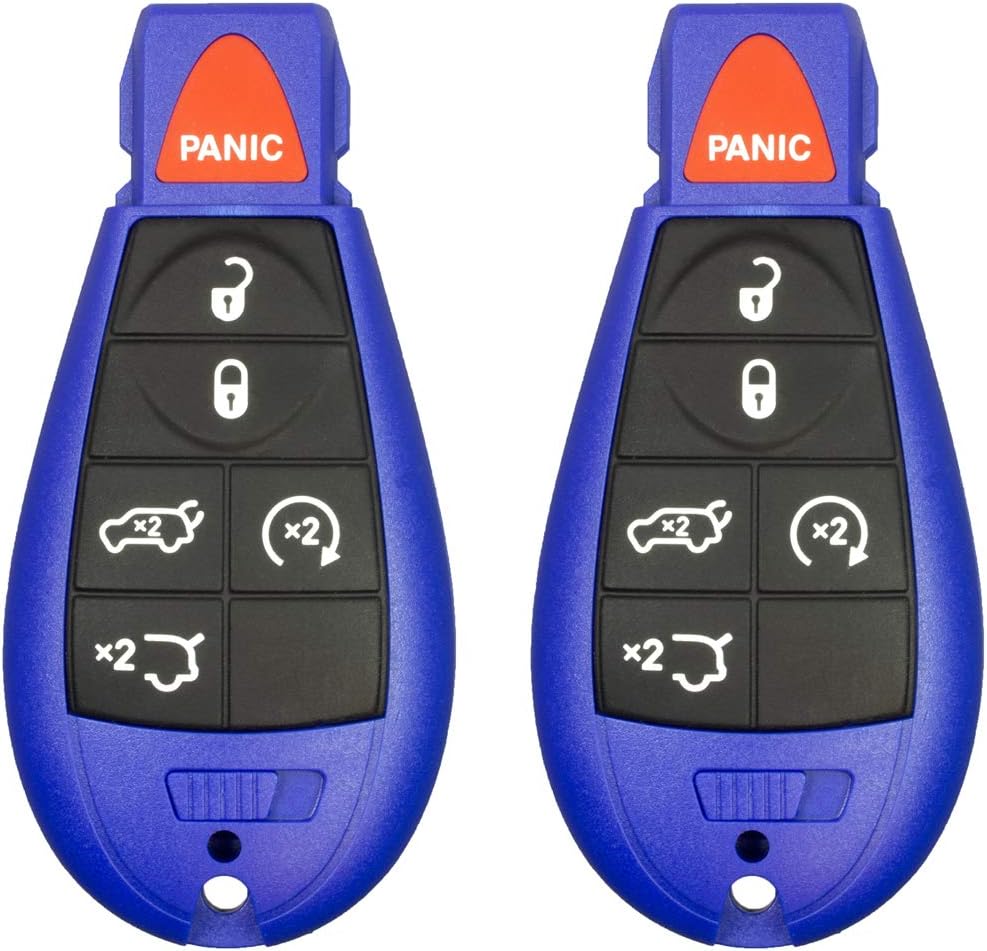 2 New Blue Keyless Entry 5 Buttons Remote Start Car Key Fob Fobik M3N5WY783X, IYZ-C01C for Grand Cherokee & Commander