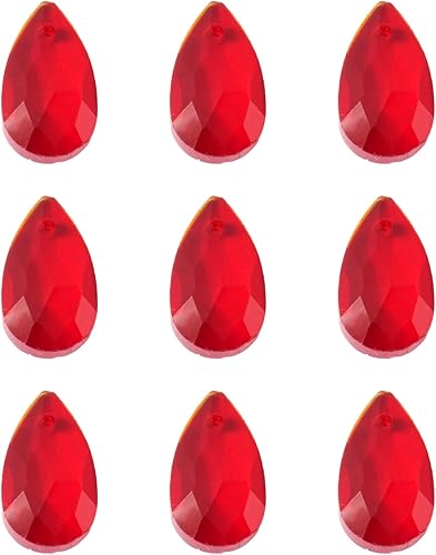 Pandahall - 100 cuentas de cristal de lágrima roja facetadas, colgantes de cristal para pulseras de San Valentín, aretes, collares, fabricación de