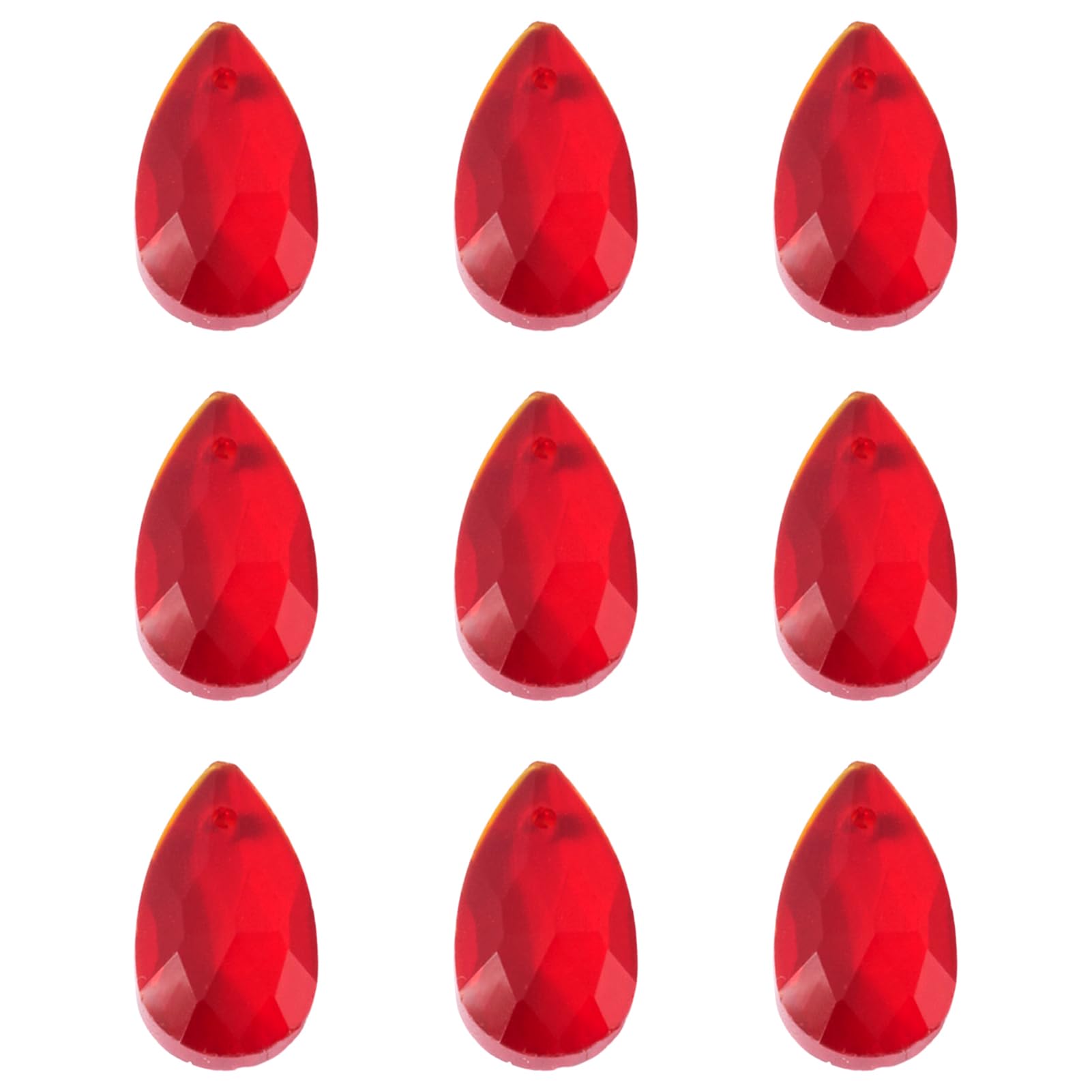 Pandahall 100pcs Red Teardrop Glass Beads Faceted Crystal Teardrop Beads Glass Dangle Pendants for Valentine's Bracelet Earring Necklace Jwelry Making
