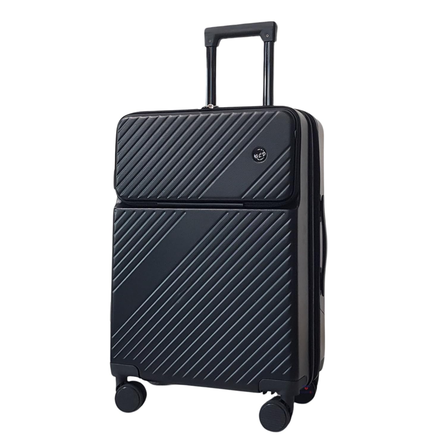 24 Inch Multifunctional Front Opening Trolley Case, Carry-On with 360° Rotation Double Spinner Casters, Polycarbonate Trolley Bag Suitcase for Travel, Work Or School Trips (Black)-image-36