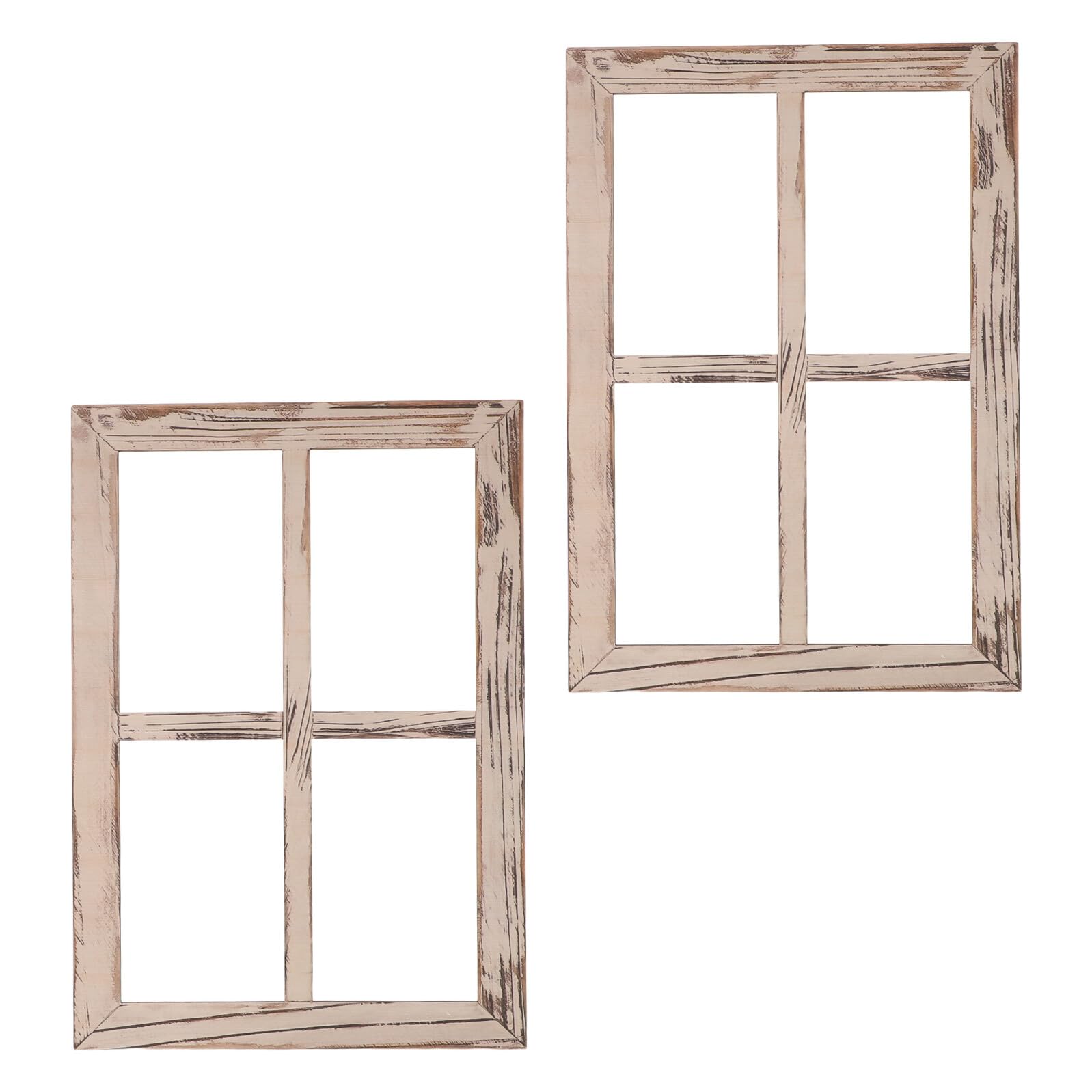 2 Stück Rustikaler Holz Fensterrahmen Deko Vintage Landhausstil Wanddeko für Wohnzimmer Schlafzimmer Badezimmer Rustikale Holzdeko mit Vintage finish Einfache Montage ohne Bohren