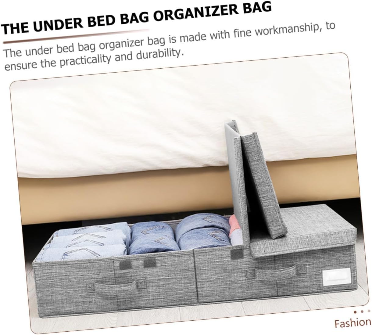 Bed Storage Organizer Foldable Clothes Storage Bin Lid Multi-functional Sundries Holder for Clothes Toys Compact Design for Bedroom and Closet