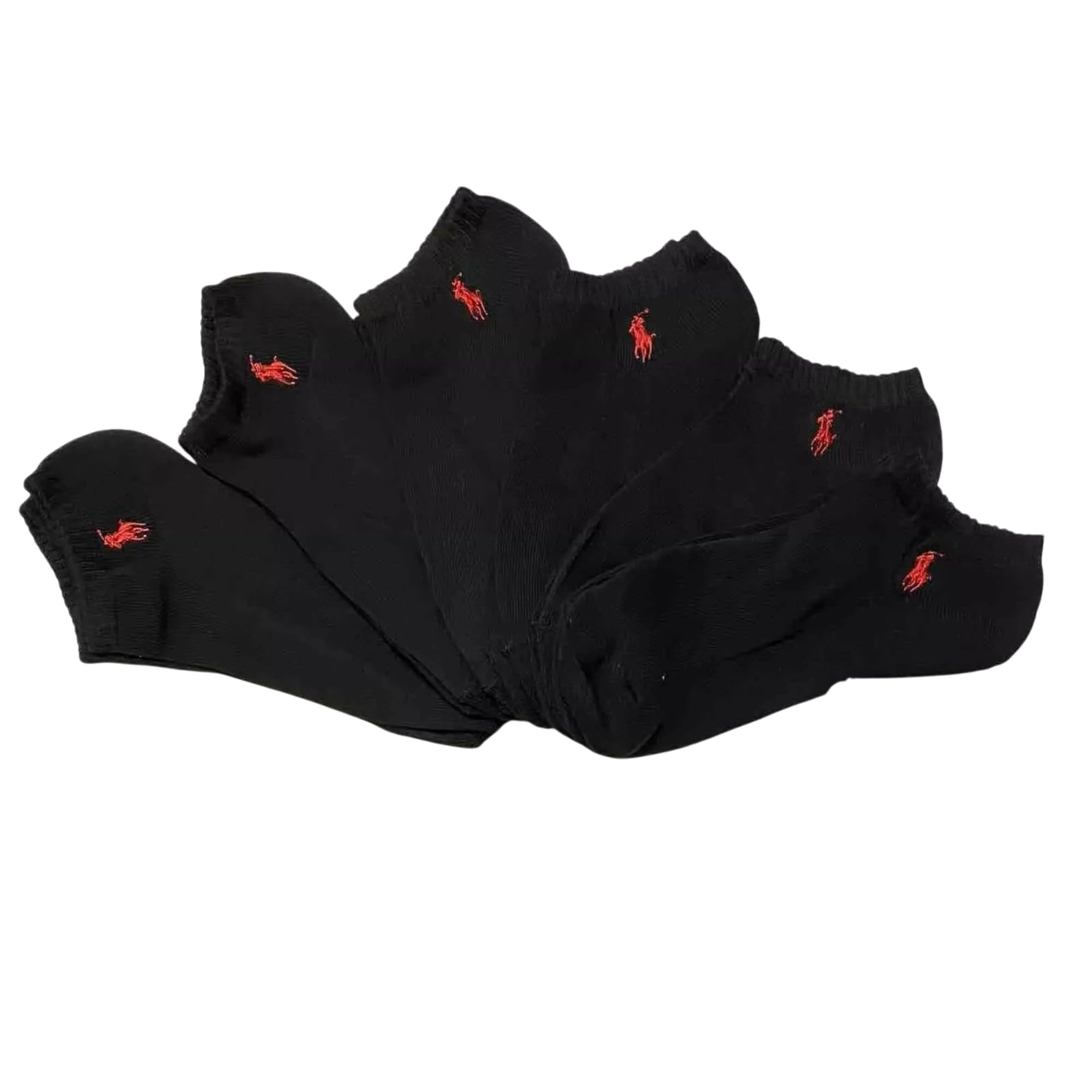 POLO RALPH LAUREN Men's Socks Polyester/Spandex Blend ZP113868PK6N 6 Pairs Black (6-12)