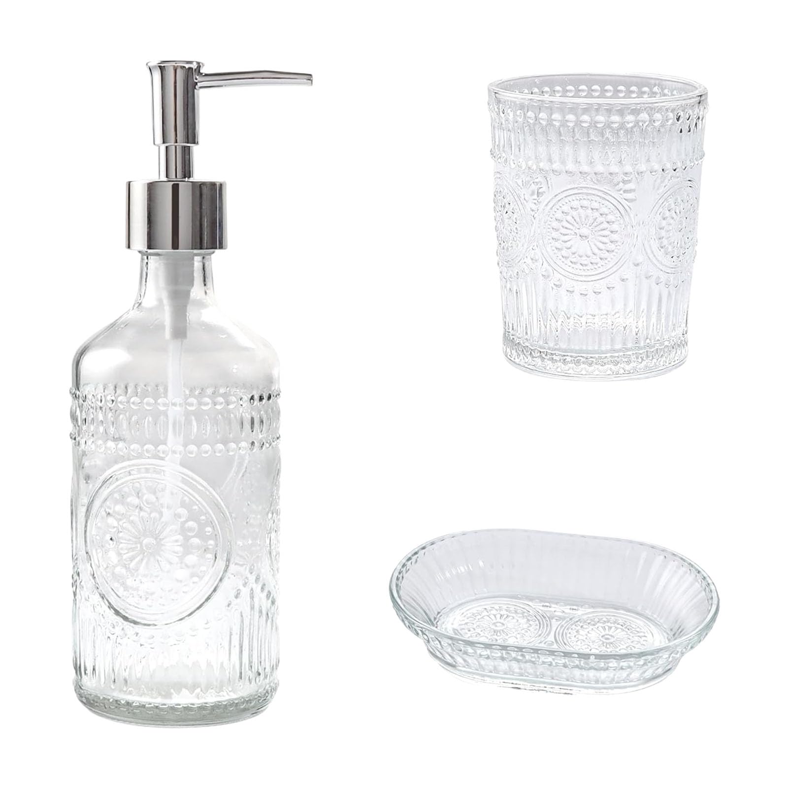 Tsophreniq Part Glass Soap Distributor Set Sanitary Dentalbrush Owner Rough Bathroom Counter Planner for Hostel Deck Elegant Bathroom Countertop Planner