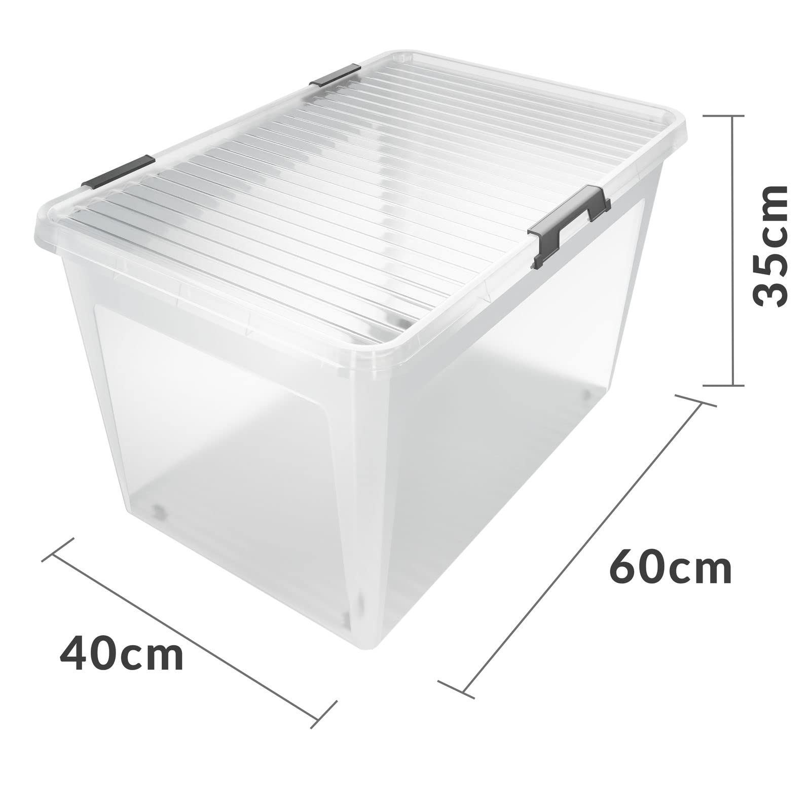 Deuba® 2X Cajas de Almacenamiento 60L Tapa Clips de Cierre Transparentes Almacenaje Juguetes Ruedas Apilable
