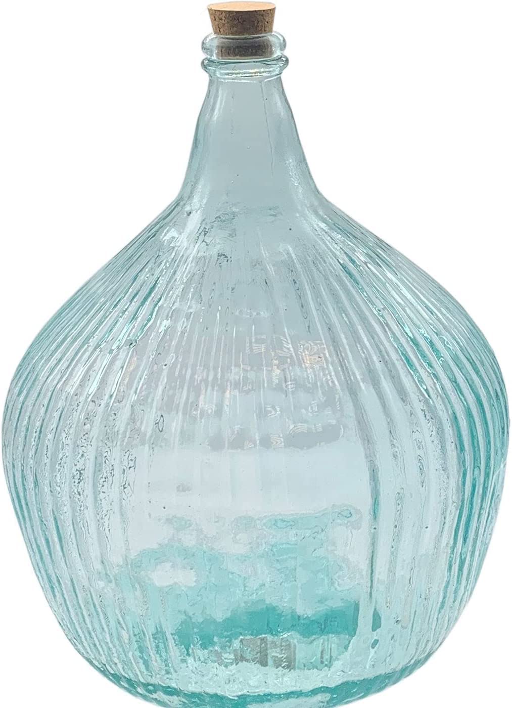 AC Garrafa Vidrio Transparente en Estilo Apple, Disponible Varios Modelos y tamaños capacidades, Elegir Sus Favoritos (16 L, Rayada C/TAPÓN)