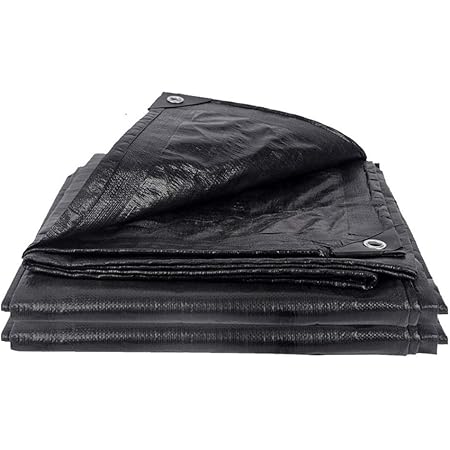 de jardín impermeable 10x10 pies Lona negra Impermeable Resistente Resistente 200GSM de lona de polietileno con protección de 15 milipulgadas espesor, for patios, carpa de dosel, p :