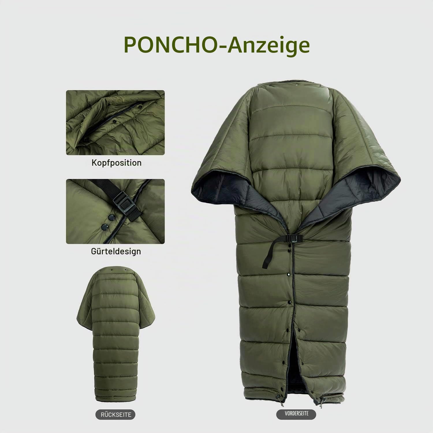 onewind Camping Schlafsack für Hängematte, 3 Jahreszeiten Schlafdecke Tragbar Winter Poncho Wärmeschutz Wärmeisolierung für Outdoor Camping Wandern