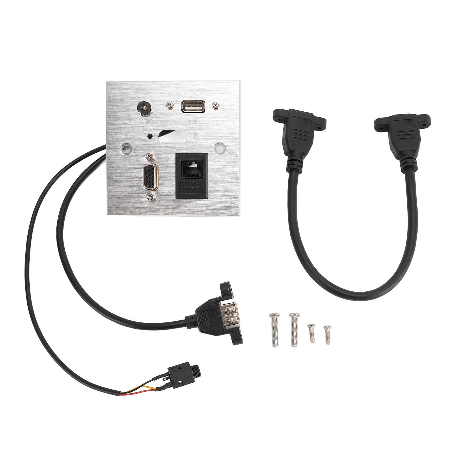 Piastra a Muro Interfaccia Multimediale USB HD VGA 3,5 Mm Audio RJ45 Piastra a Muro Ethernet di Rete, Piastra a Muro in Alluminio, Presa a Muro Video/audio/rete, Presa per