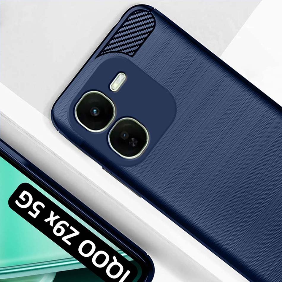 Image of Fashionury Back Cover for iQOO Z9x 5G | Hybrid Protection | Anti-Slip Grip | Rubber TPU Stylish Back Case for iQOO Z9x 5G (Blue)