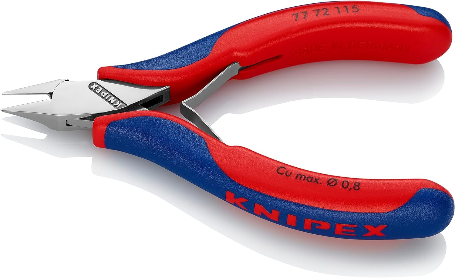 KNIPEX Elektronik-Seitenschneider mit durchgestecktem Gelenk mit Mehrkomponenten-Hüllen 115 mm, 77 72 115