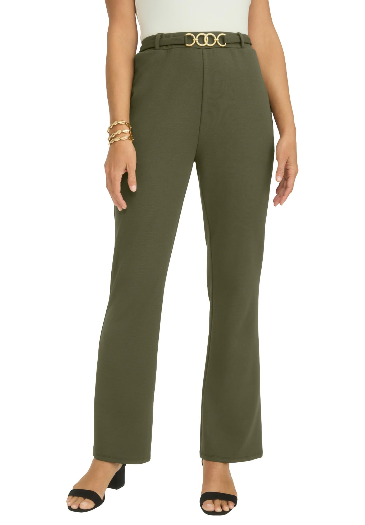 Jessica London Womens Plus Size Knit Crepe Bootcut Pant