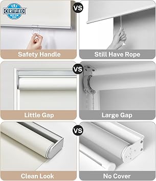 Keego Cordless Blinds for Windows Spring Easy Lift Roller Shades for Windows Doors Custom Durable Window Blinds Easy to Install Roller Shade for Home Kitchen Blinds (Blackout, Light Grey, Custom)