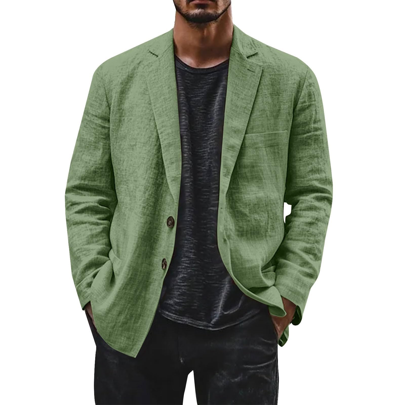 Veste légère en lin pour homme - Veste de sport d'été - Blazer en coton - Col rabattu - Blouson d'affaires - Confortables - Veste de sport élégante