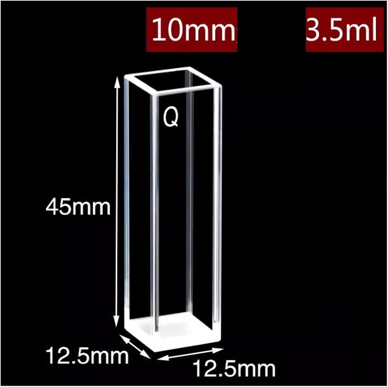 2個/パック 3.5ml 光路長 10mm 石英キュベット ストッパー付き 4方向ライト 酸/アルカリ/有機耐性 実験室で使用