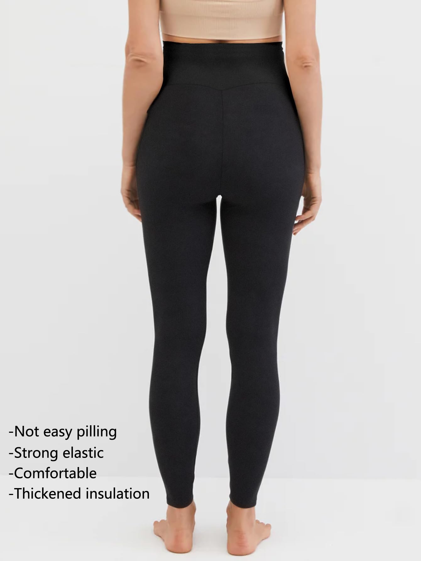 PARNIXS Leggings de maternidad gruesos para otoño e invierno, pantalones de maternidad cálidos de piel interior, pantalones de embarazo altamente elásticos y cómodos
