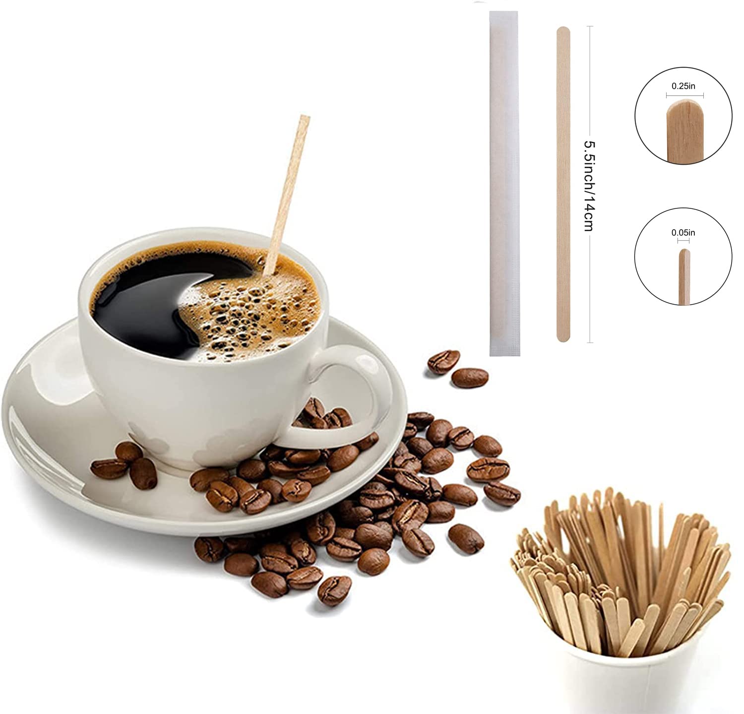 120Pc Wooden Coffee Stir Sticks - 5.9 Inch Reusable Stirrers For Coffee & Tea | Natural Wood Drink Mixers