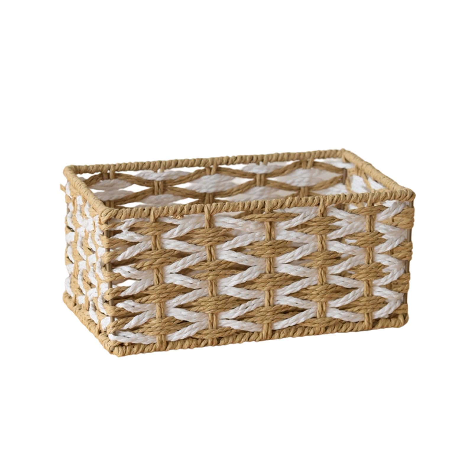 Handwoven Paper Rope Basket Woven Organiser Box Storage Bin for Toy Cosmetics Jewelry Entryway Table Living Room Bedroom Paper Rope Storage Basket
