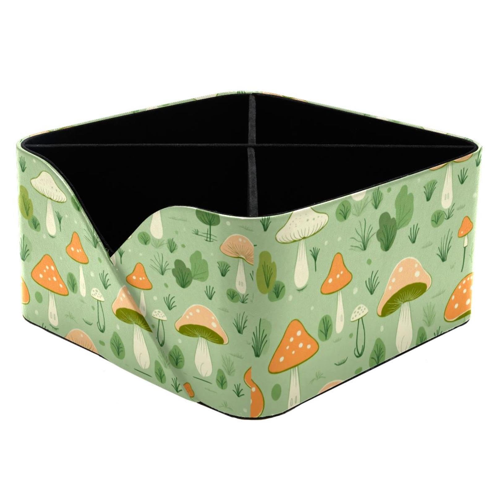 Porte-stylos rectangulaire champignon vert à deux compartiments pour bureau