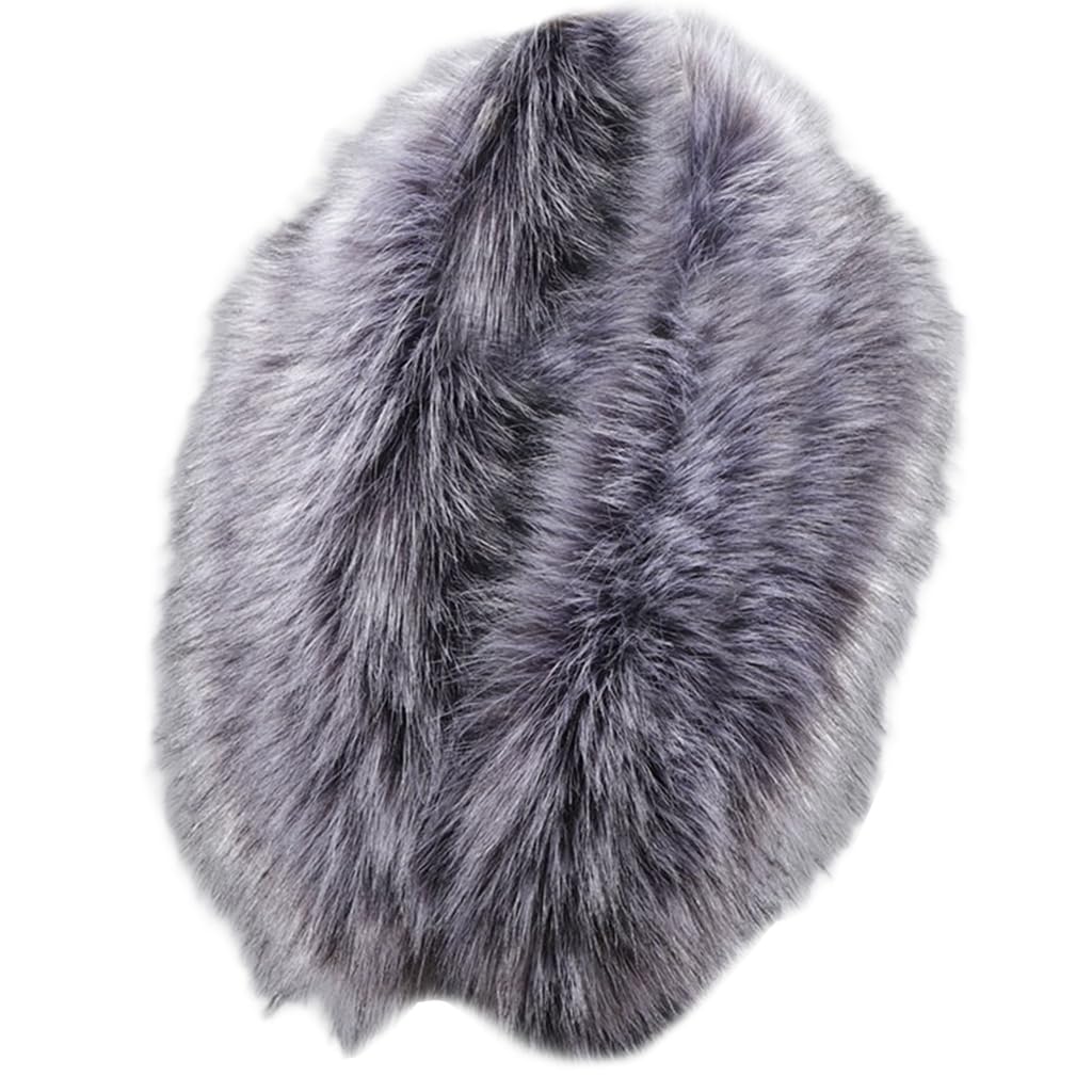 QUEENYARD Women Scarf, Women's Furry Plush Collar Trim for Hoods Replacement Shawl Large Scarf Wrap Stoles Winter Neck Warmer Coat Accessory