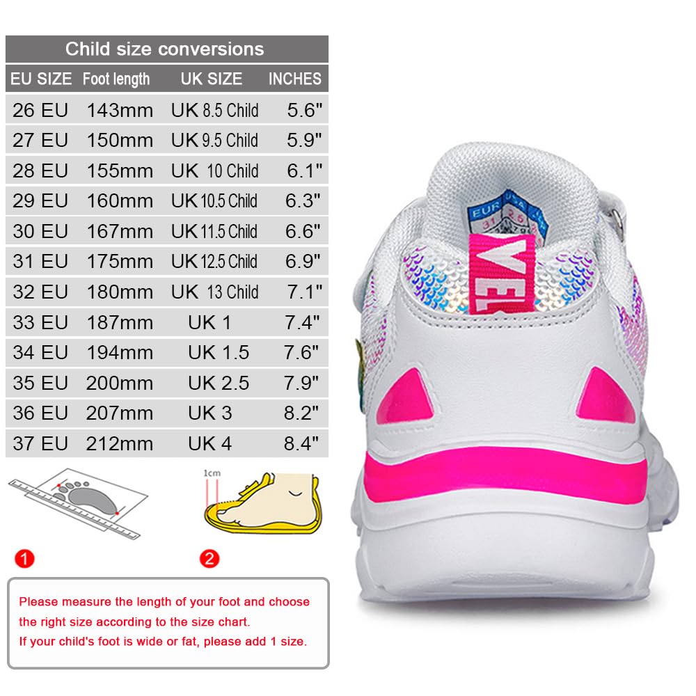 Zapatillas con Lentejuelas Niña Zapatos de Gimnasia para Caminar Ligero Trainers Kids