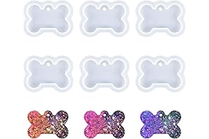 Nifocc 6 Piece Bone-shaped Dog Tag Resin Mold Including Charm Hole