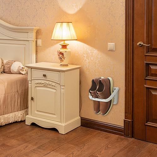 Miniatura 6 de Paquete de 2 organizadores de zapatos colgantes estante de zapatos para montar en la pared soporte plegable para zapatos estante adhesivo para