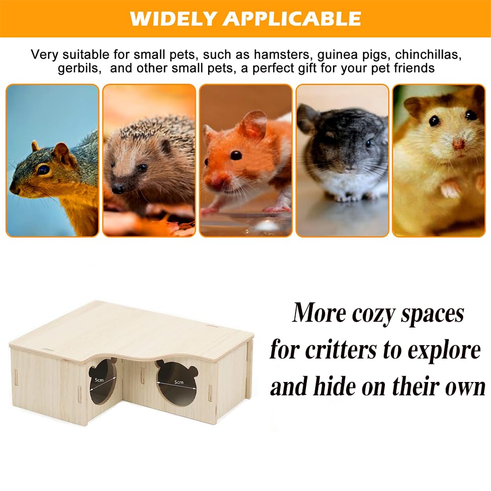 Maison d'angle pour Hamsters Maison en Bois pour Hamsters Cage pour Hamsters Cachette d'angle pour Gerbils-Chinchilla-cochons d'Inde Petits Animaux nichent