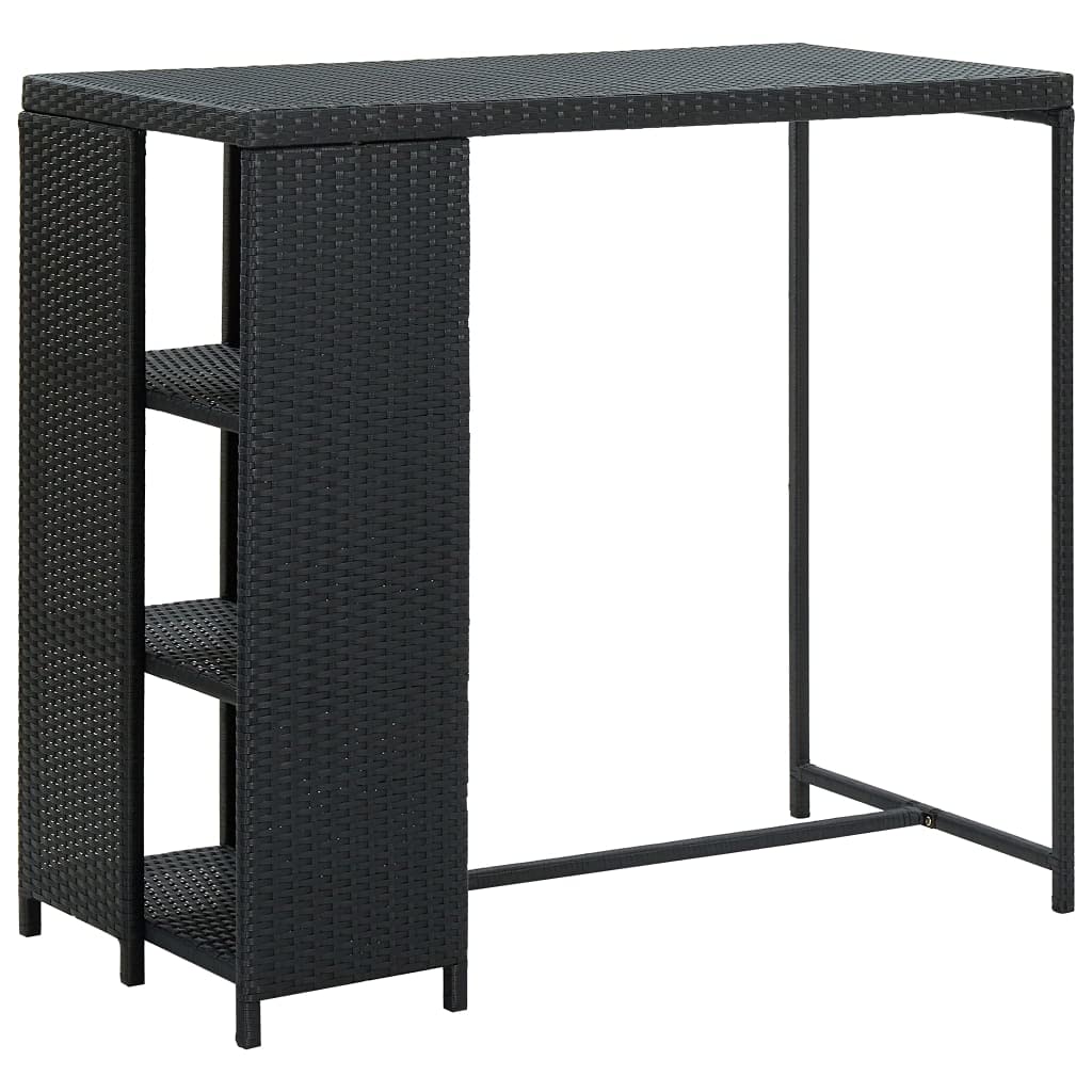 SXZenSpace Bar Table with Storage Rack Black PE Rattan Kitchen Dining 120x60x110 cm Modern Bistro for Home Garden Pub Small