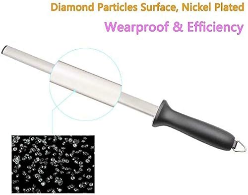 Miniatura 6 de Varilla afiladora de cuchillos profesional de acero al carbono con diamante de 10 pulgadas  Cocina, hogar o caza  Master Chef, Hunter o Home Gourmet