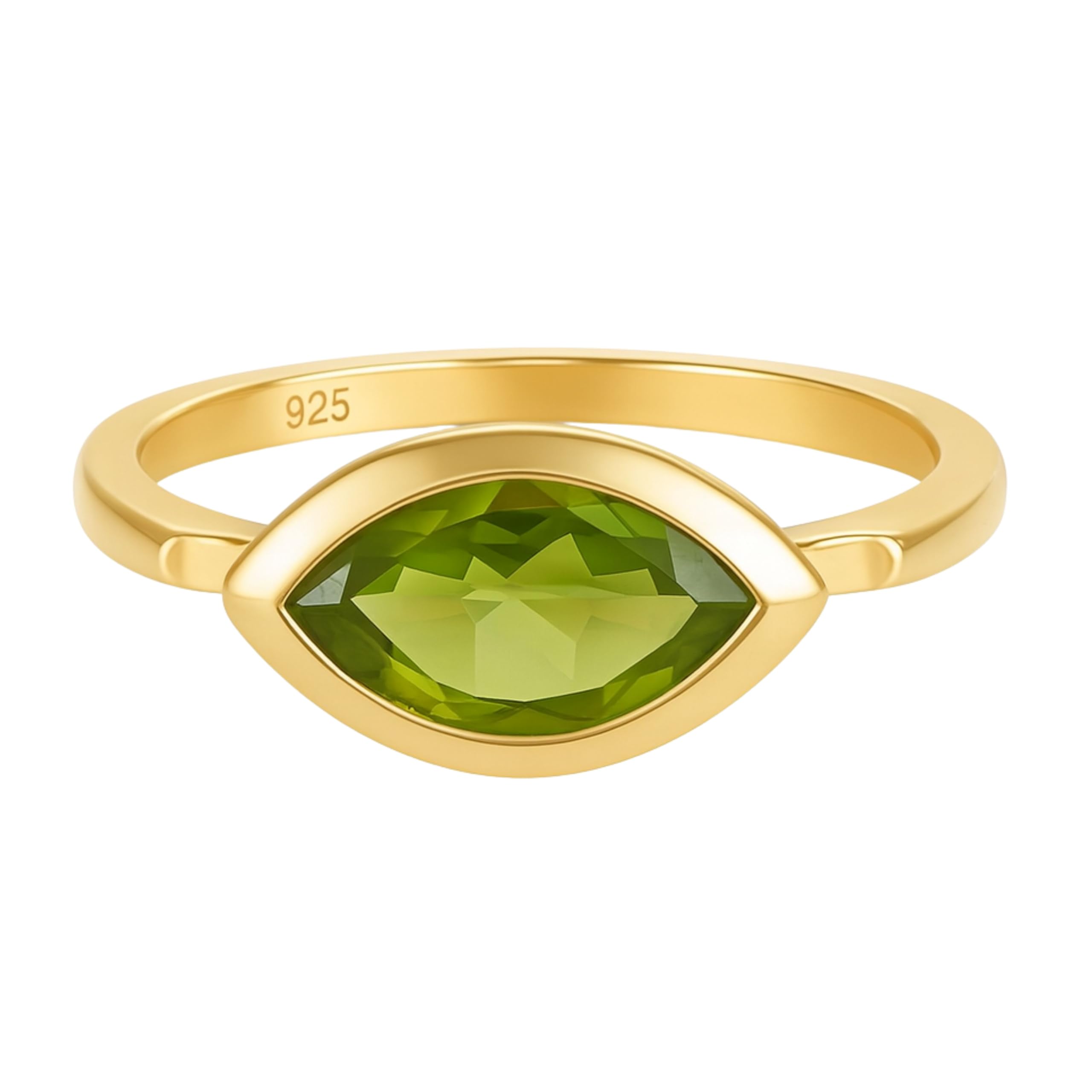 Anello Marquise Peridot in argento sterling placcato oro
