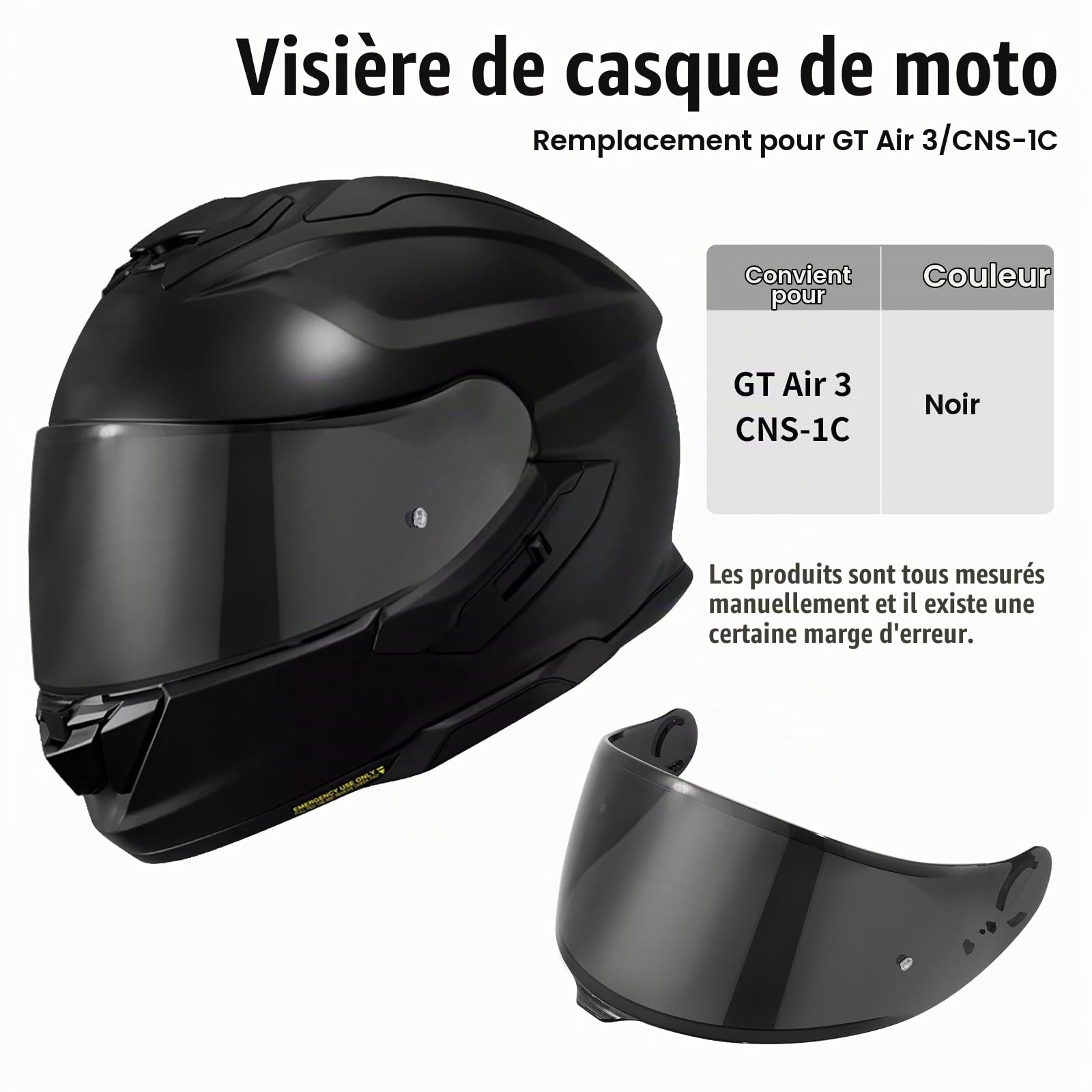 Visiere de Casque pour GT Air 3 CNS-1C Visiere Casque Moto | Remplacement de lentille de Casque de Visière de Casque de Moto