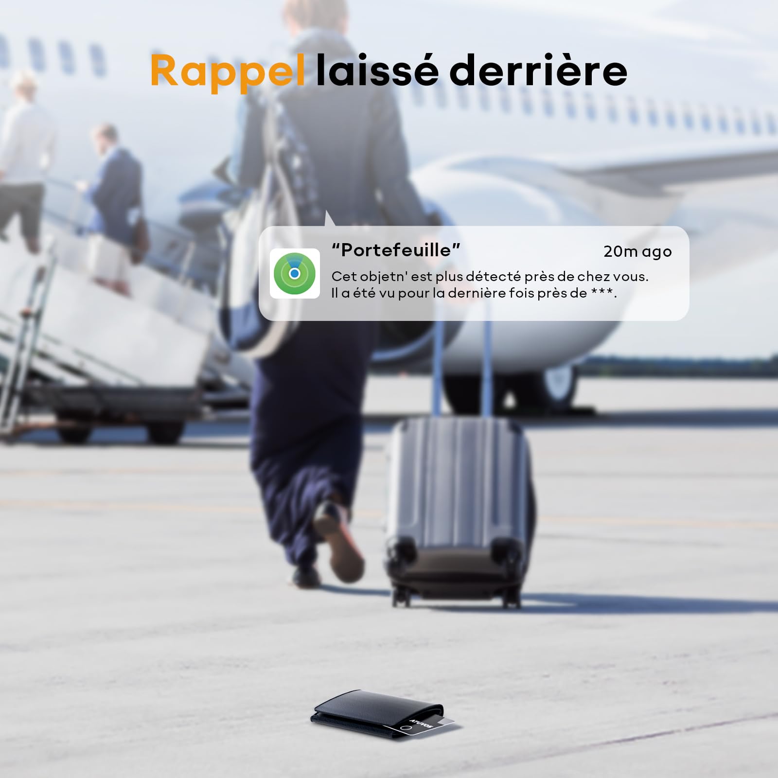 ATUVOS Air Tag Traceur, Wallet Tracker Card Fin 1,6 mm, Bluetooth Localisateur d'article Fonctionne avec Apple l’app Localiser (Uniquement iOS), pour Valises/Portefeuilles/Clés/Sacs/Bagages, Lot de 2