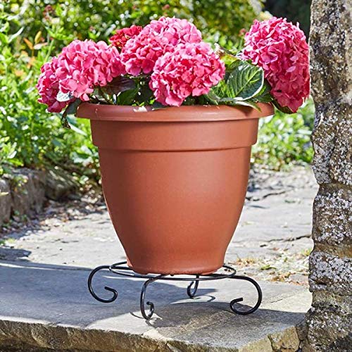 Garden Mile 9 Inches Black Metal Plant Stand Outdoor Plant Stands Indoor Strong Sturdy Weather Resistant Plants Holders Indoors Outdoors Rust Proof Plants Pot Stand Racks
