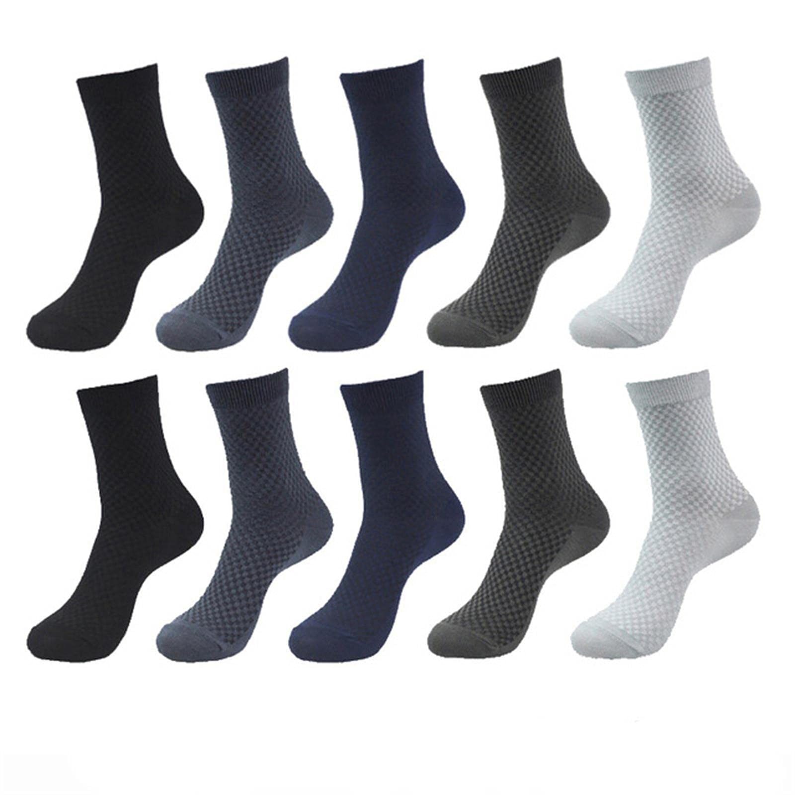 UKKO Calcetines de Hombre 10 Pares De Calcetines para Hombres De Fibra Transpirable De Calcetines Desodorantes Hombres Largo Tamaño Grande EUR 38-46-10 Pairs 5 Colors,EUR 43-47(Us 9-13)