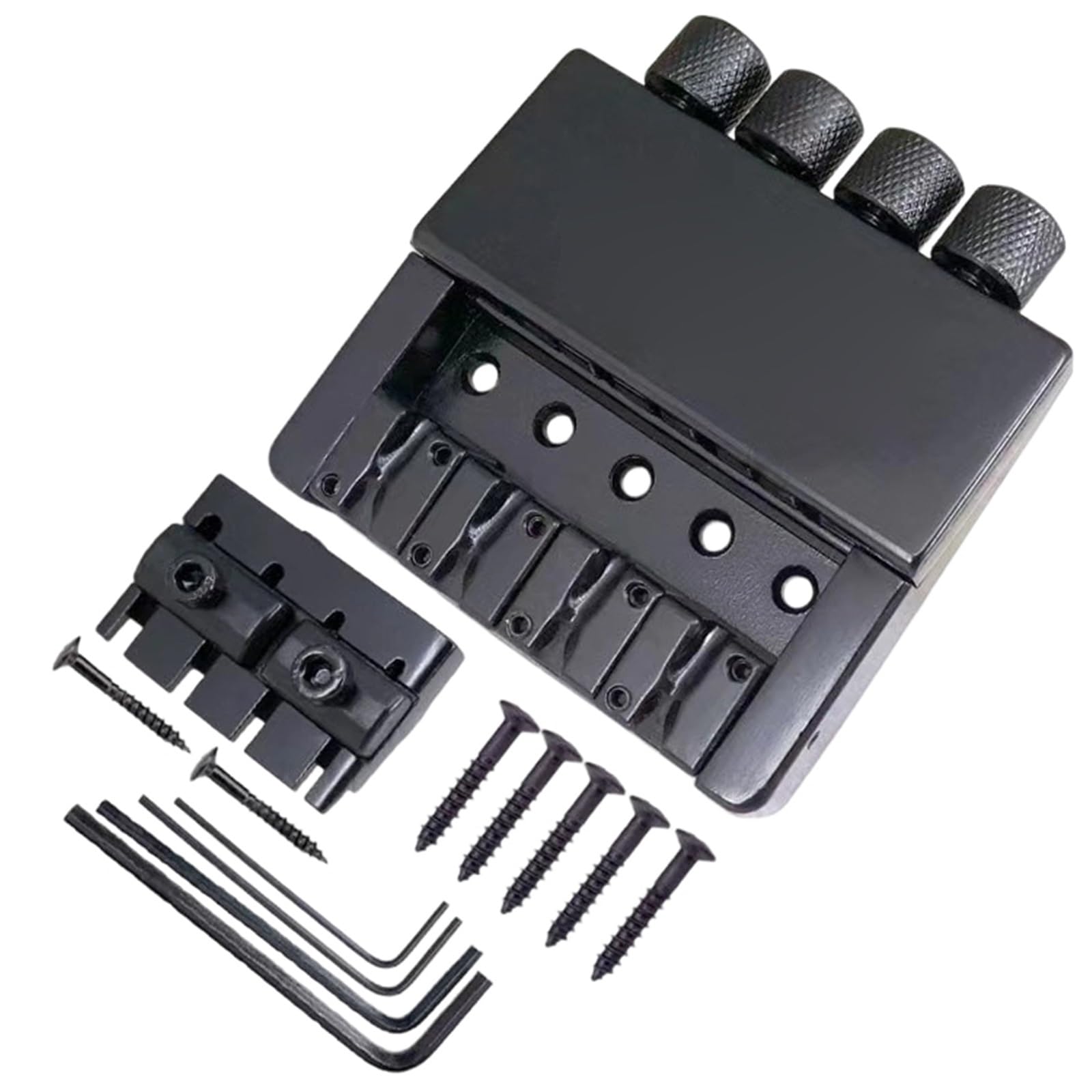 Mostek Gitarowy Akcesoria Do Bezgłowego Basu Elektrycznego 4 Strunowy Mostek Z Końcówką Czarny