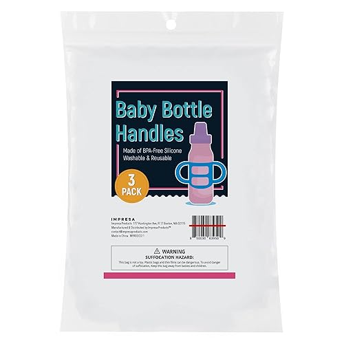 Miniatura 7 de Impresa Paquete de 3 asas para biberones – Compatible con botellas Dr. Brown – Silicona transparente sin BPA – Soporte de fácil agarre para
