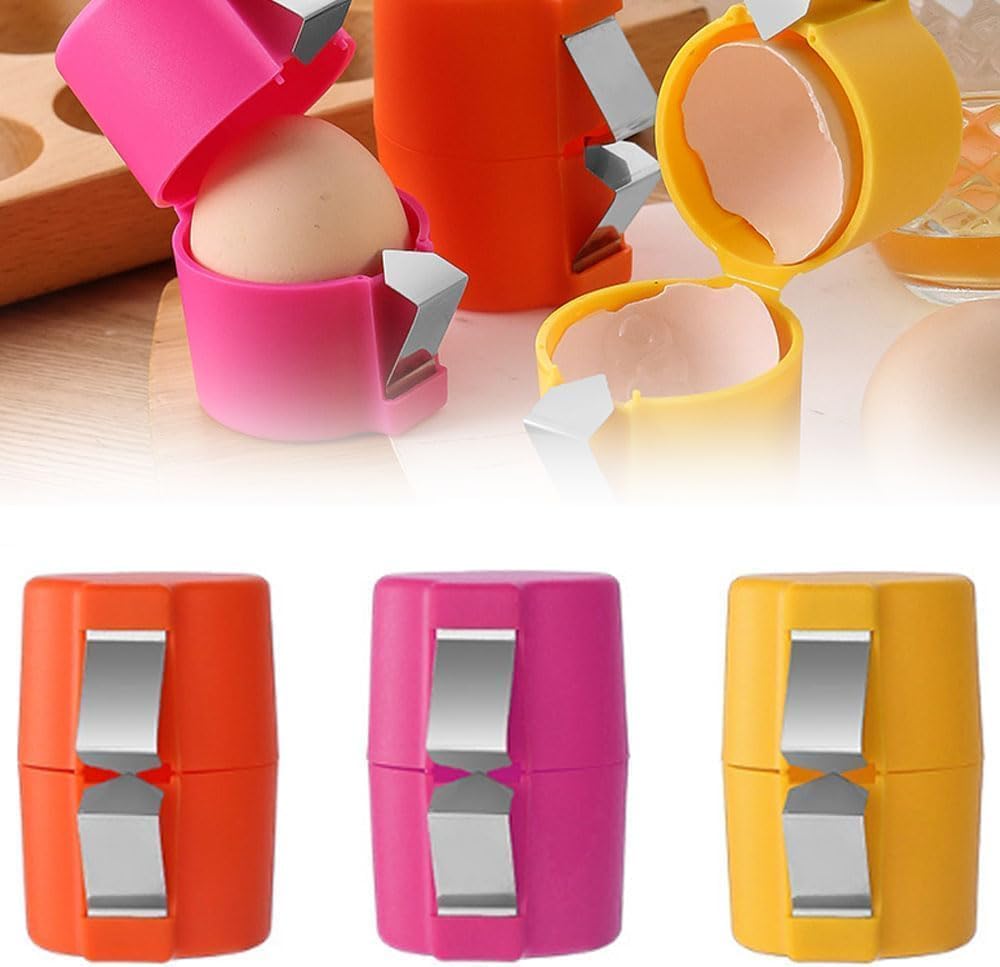 Egg Shell Opener, New Egg Cracker for Raw Eggs, Hard Boiled Egg Peeler Egg Cube Egg Separator Handheld Tool, Stainless Steel Eggshell Breaker Egg Shell Cutter Kitchen Gadgets (3 pcs)