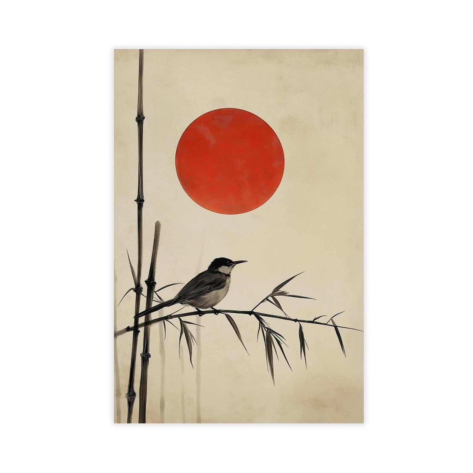 Bareronor Japanese Bird Poster Canvas Poster Bedroom Decor Landscape Office Room Decor Gift 24" L X 36" W