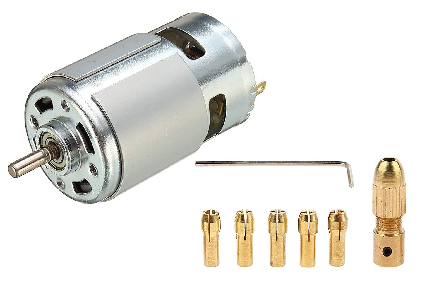 Big Size RS775 DC 12V-24V 3500-9000 RPM Large Torque High Power Low Noise DC Motor and 3mm metal drill chuck collet bits Keyless Adapter With Wrench-image-35
