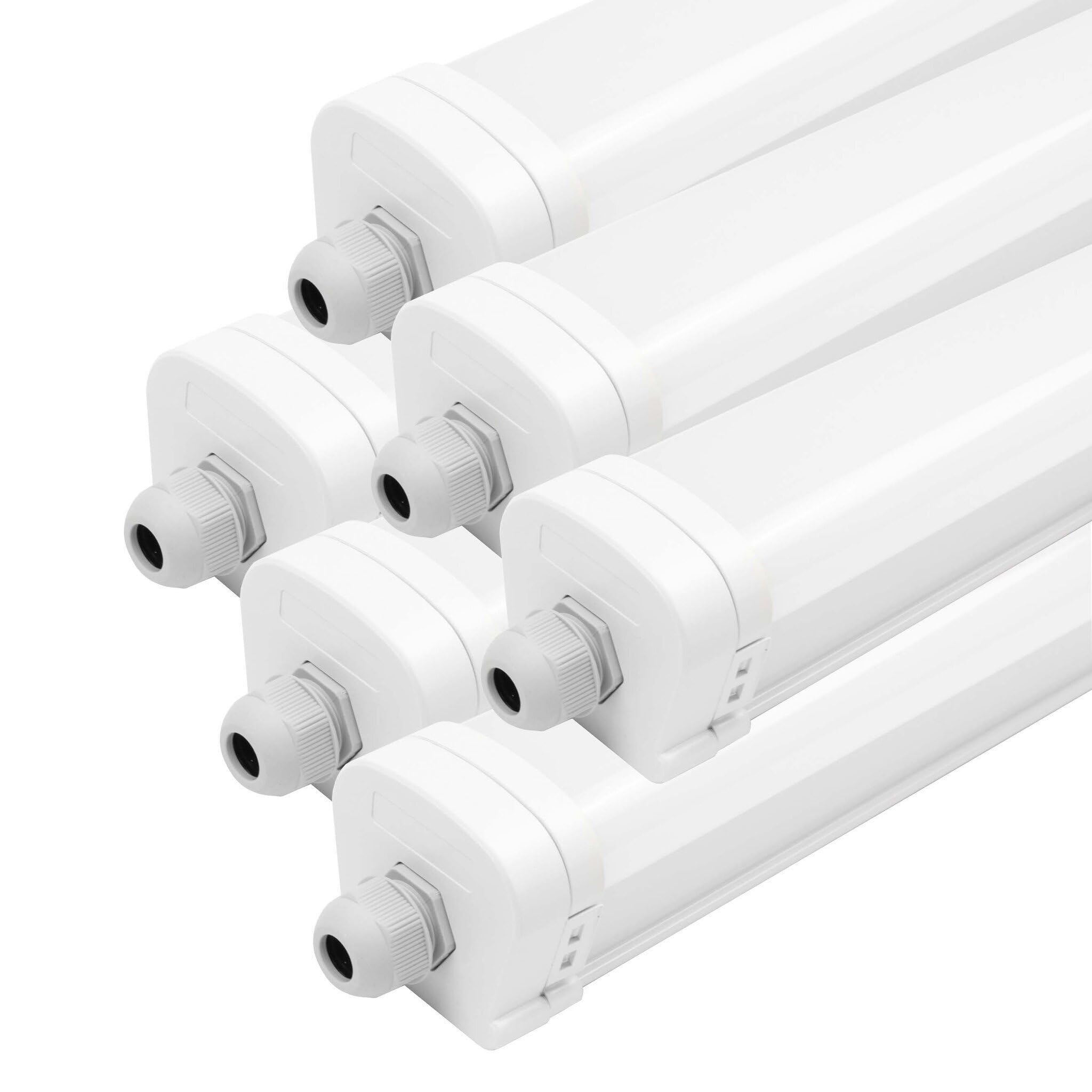 Ledvion - Lot de 6 Armatures LED TL, 120CM, 36W, 6500K, IP65, Connectables, Lumière Blanche Vive