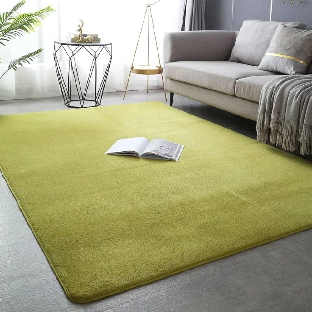 Tapis de jeu rectangulaire vert herbe super doux pour le salon des familles