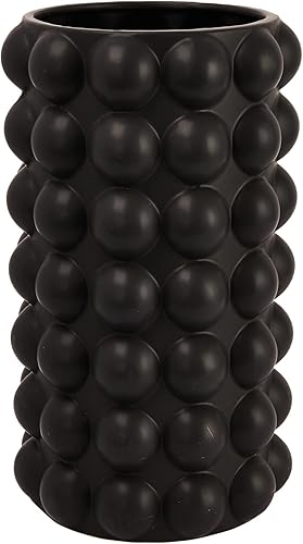 Creative Co-Op Soporte de paraguas de punto elevado de gres moderno, jarrón negro